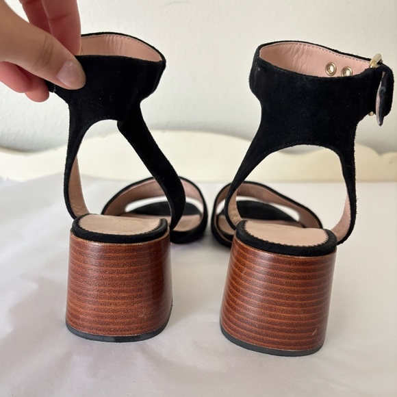 J. Crew Penny Ankle Strap Black Suede Open Toe Block Heeled Sandals Size 7.5 - Picture 9 of 11